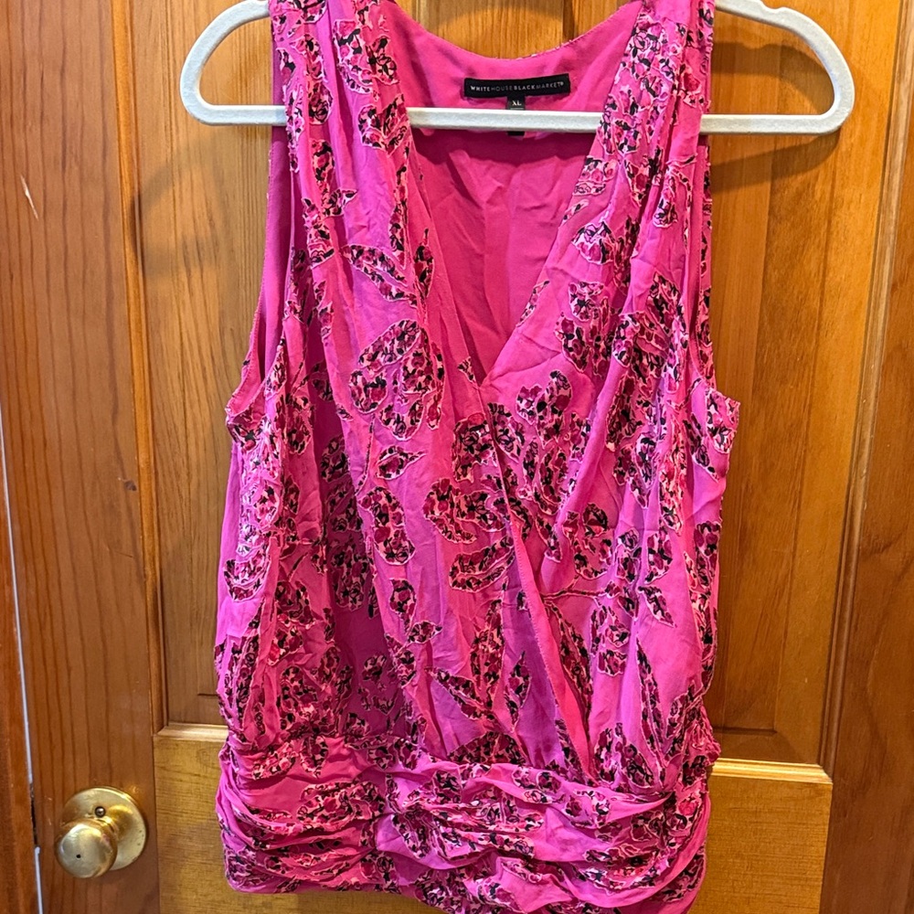 White House Black Market Pink Floral Blouse